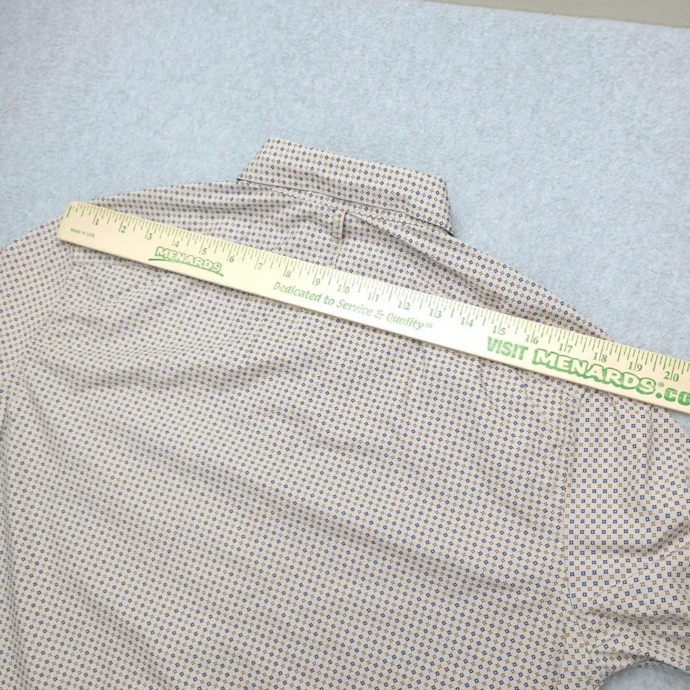 Banana Republic Luxe Poplin Shirt Mens M Beige Geometric Long Sleeve Button Up